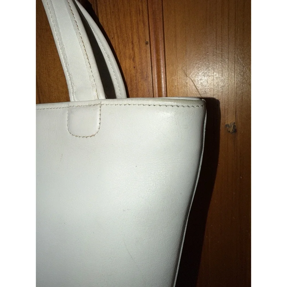 Coach 9301 Bleecker Basket Satchel White Leather Bag Vintage Purse Top Handle